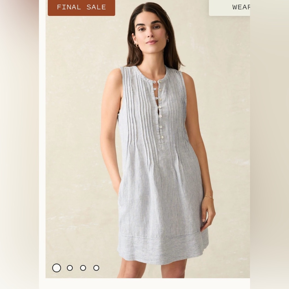 Faherty Isha Dress in Blue Mini Stripe